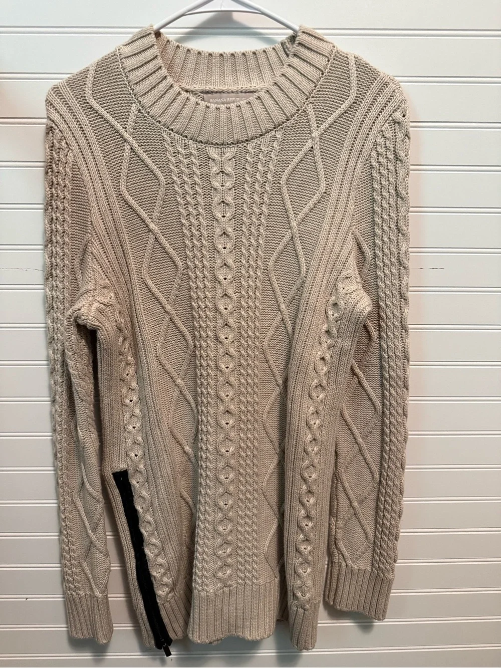 Banana Republic Cable Knit Crewneck Sweater - Beige
